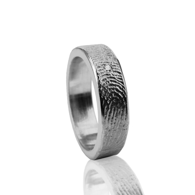 Bague empreinte digitale - argent sterling avec zircon