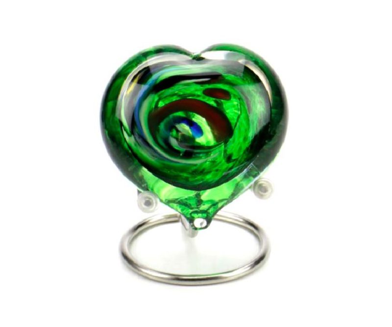 Urn Heart - Memory Line Pebble Heart | 20ml | Multi Colour Green