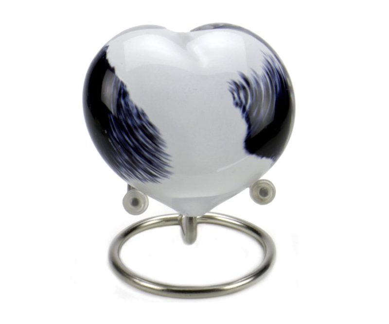 Urn Heart - Memory Line Pebble Heart | 20ml | Opaque Black White