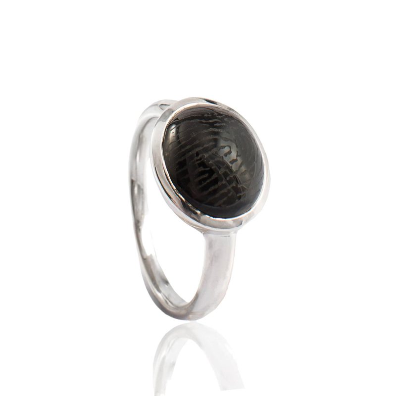 Bague avec empreinte digitale - en onyx ovale | argent sterling
