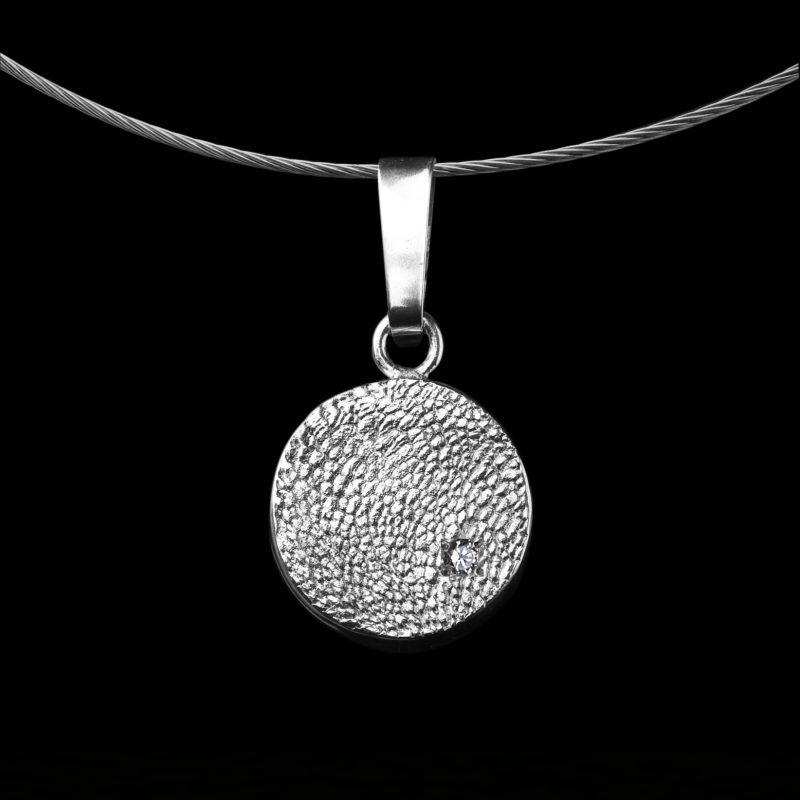 Pendentif en forme d'empreinte digitale ronde - avec zircon en argent sterling
