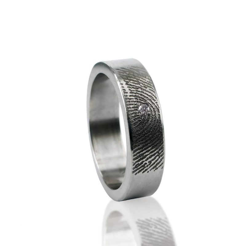 Bague empreinte digitale - Acier inoxydable avec Zirconia