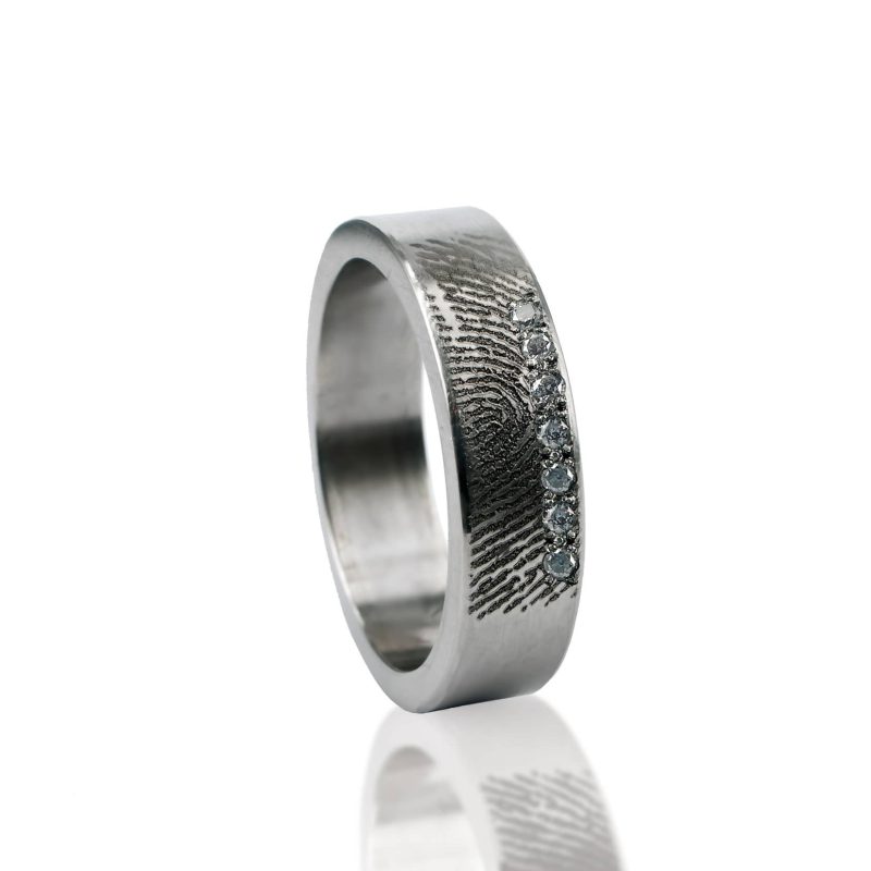 Bague empreinte digitale - Argent Sterling avec 7 pierres Zirconia