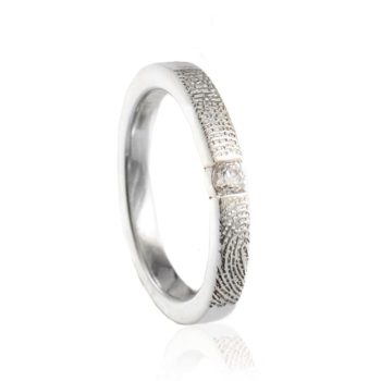 Bague empreinte digitale - avec zircon de 3 mm - argent sterling