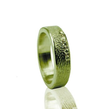 Bague empreinte digitale - avec 5 zirconiums pavés - or