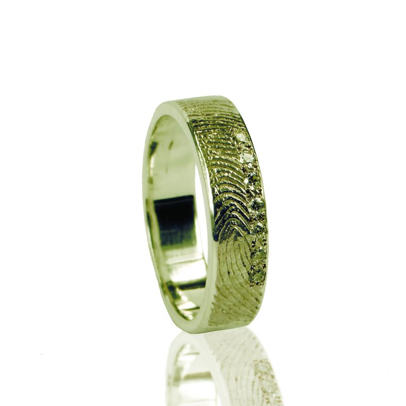 Bague empreinte digitale - avec 7 zircons pavés - Or