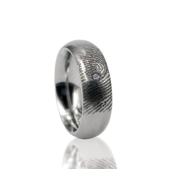 Bague empreinte digitale - en titane avec zirconium serti