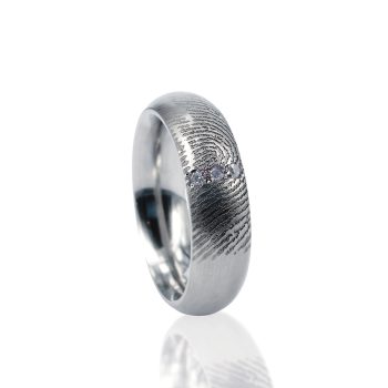 Bague empreinte digitale - en titane avec 3 zircons sertis