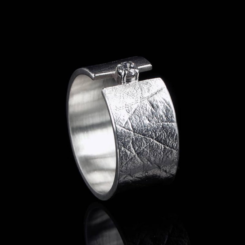 Bague empreinte digitale - Argent Sterling avec Chaton et Zirconia