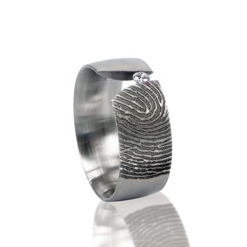 Bague empreinte digitale - Sparkle | Argent Sterling | avec Zirconia