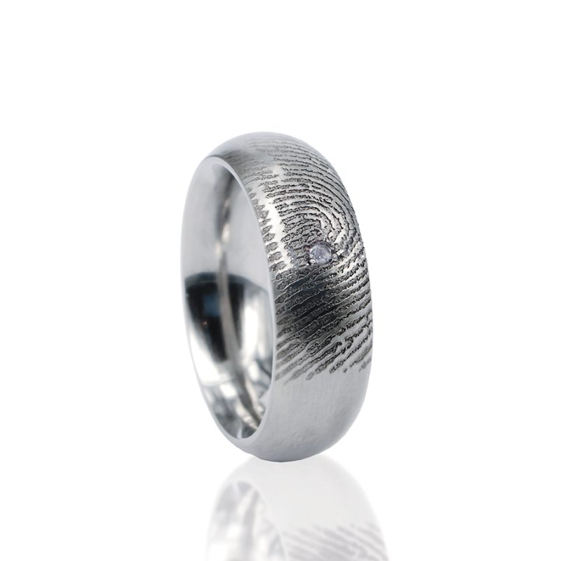 Bague empreinte digitale - argent sterling avec zirconium serti