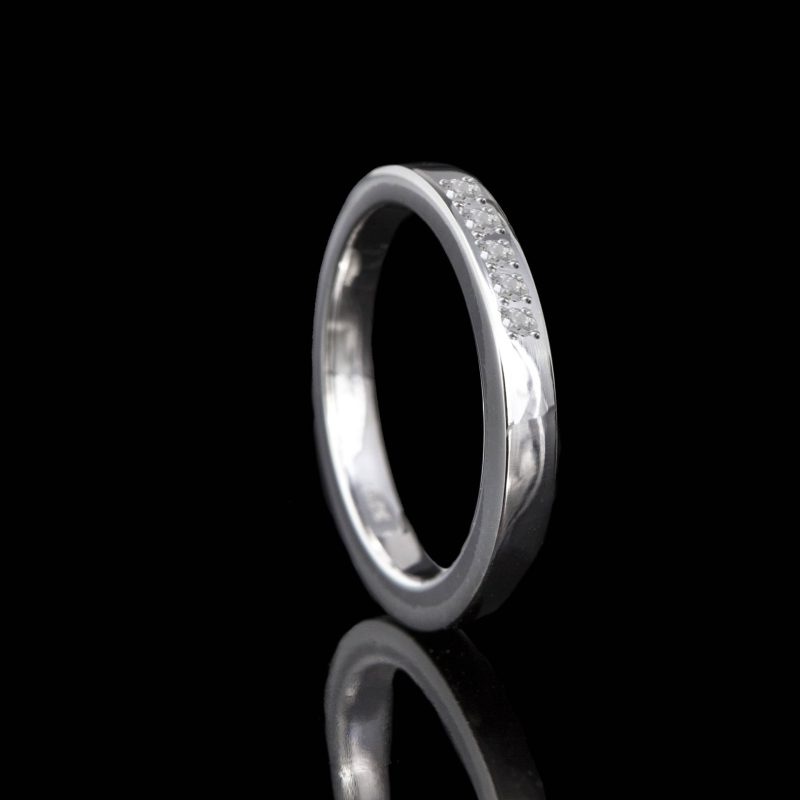 Bague d'axe - avec chambre d'axe fermée et 5 zirconiums sertis en pavé - argent sterling