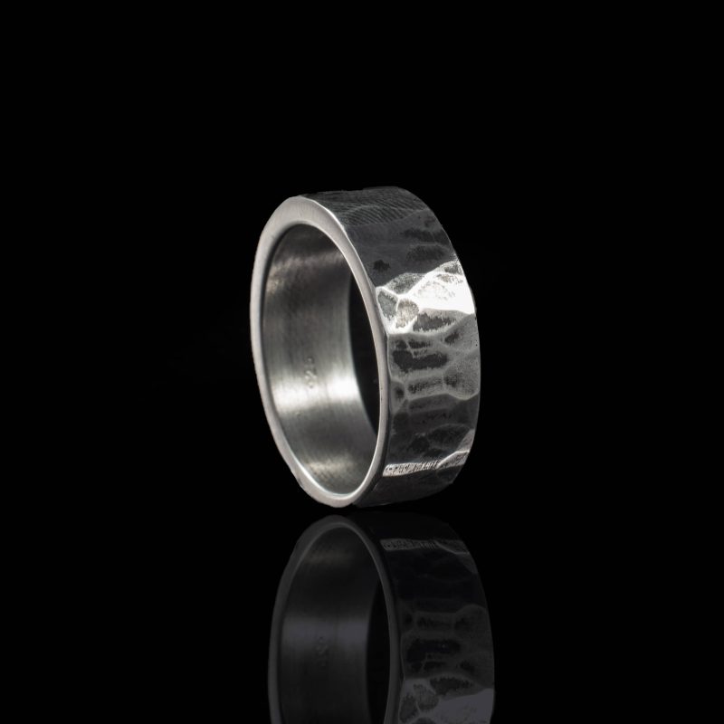 Bague d'axe - avec chambre d'axe fermée | et profil forgé Globe | en argent sterling