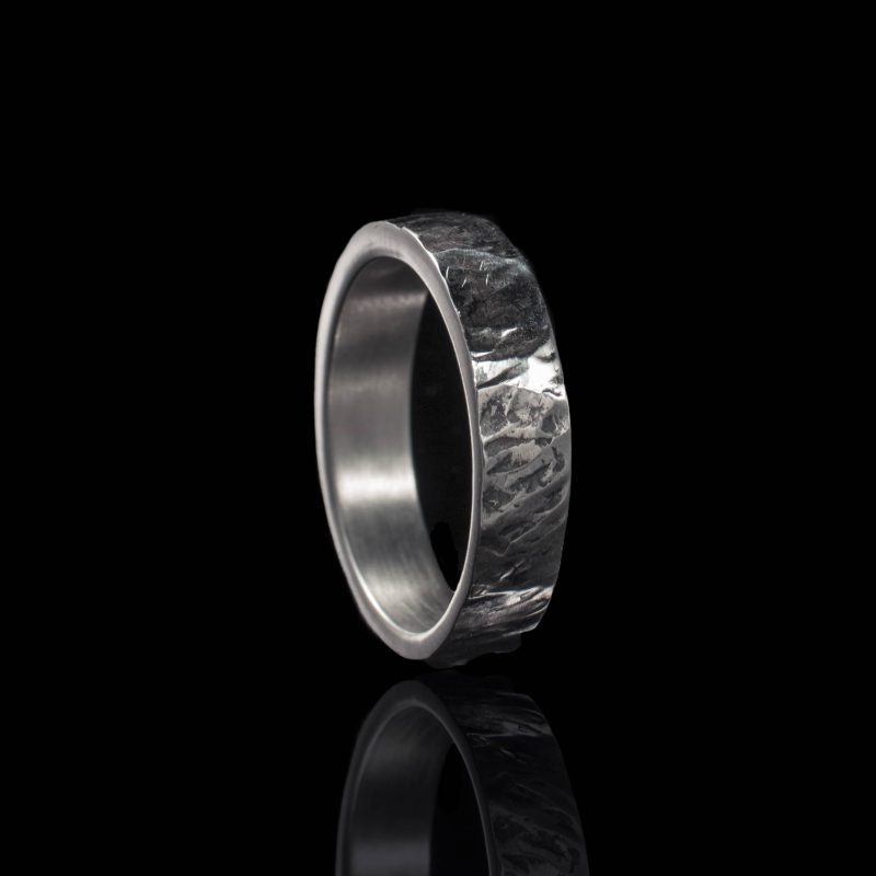 Bague d'axe - avec chambre d'axe fermée | et profilé forgé en croix | en argent sterling