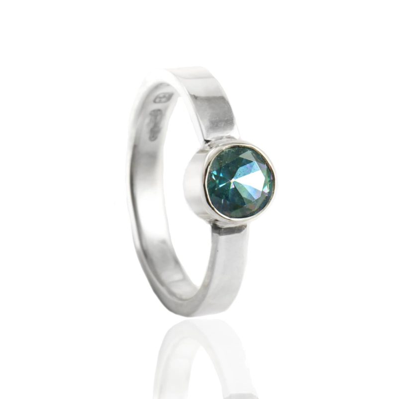 Bague Axis - avec chambre Axis ouverte et fermée | Derrière la topaze arc-en-ciel | Argent Sterling