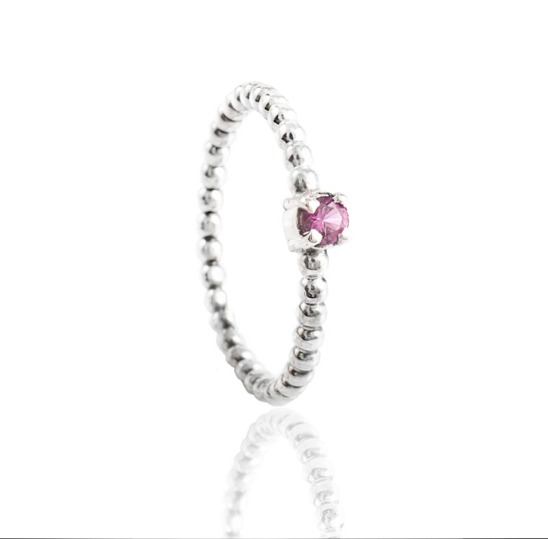 Bague à axe sphérique - avec chambre d'axe ouverte ou fermée | Derrière le rubis | Argent Sterling
