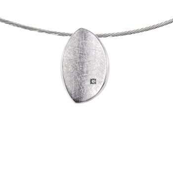 Pendentif Frêne Design - avec Zirconium serti en argent sterling