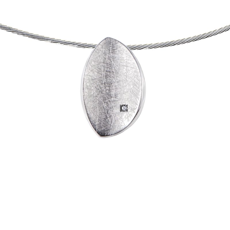 Pendentif Frêne Design - avec Zirconium serti en argent sterling