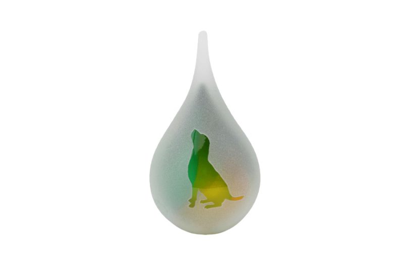 Urne animalière - Goutte givrée Chien assis | Petit 50 ml