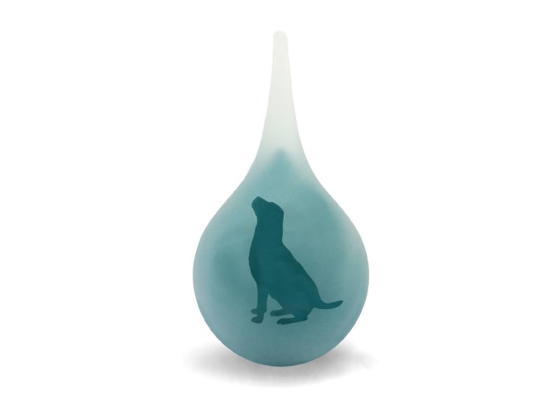 Urne animalière - Goutte givrée Chien assis | Petit 50 ml