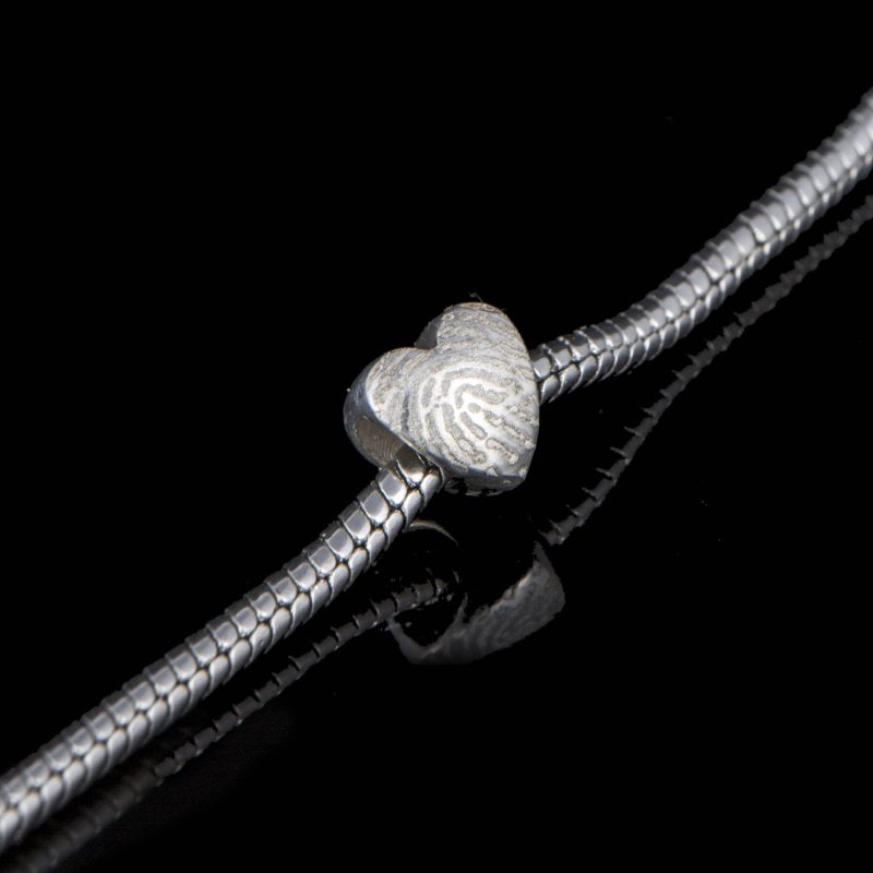 Breloque empreinte digitale - argent sterling en forme de coeur