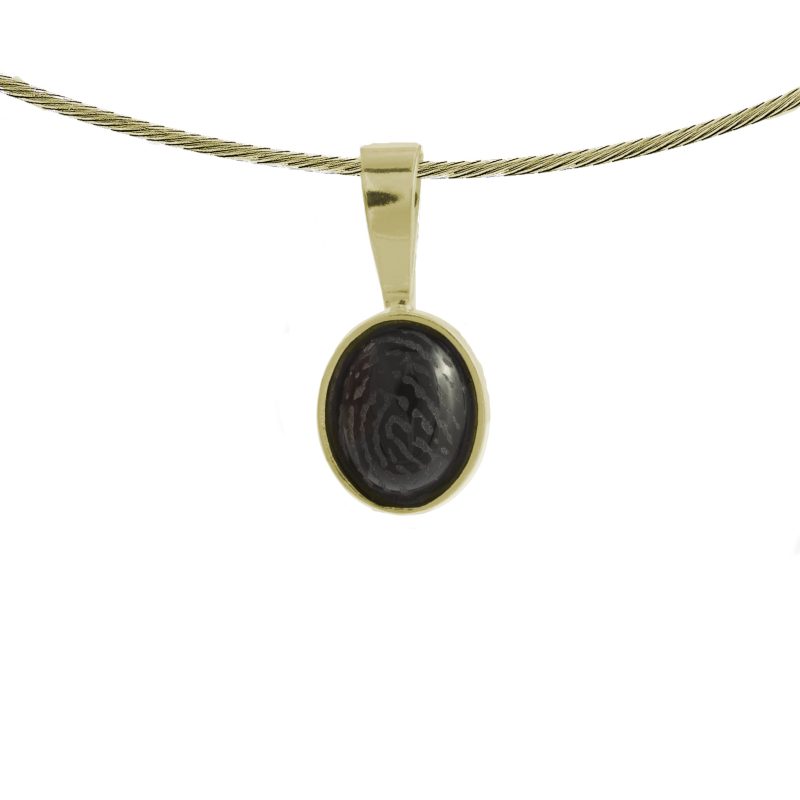 Pendentif ovale avec empreinte digitale en or onyx