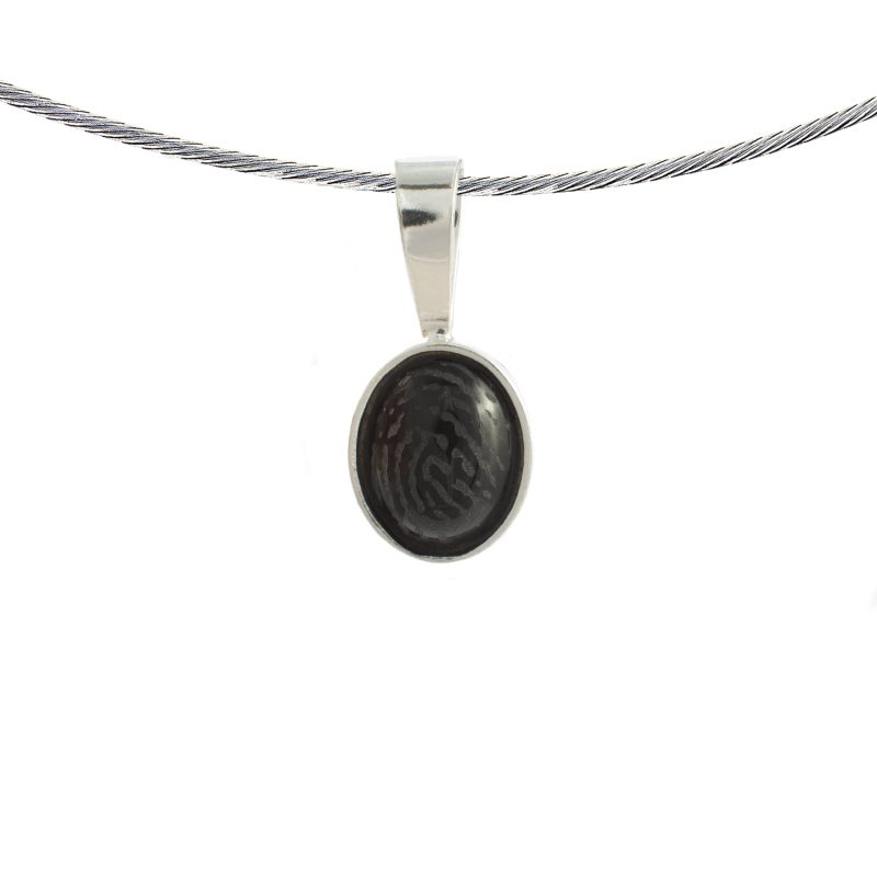 Pendentif ovale - avec empreinte digitale en argent Onyx