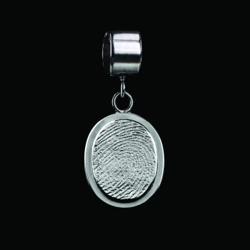 Breloque ovale empreinte digitale - argent sterling