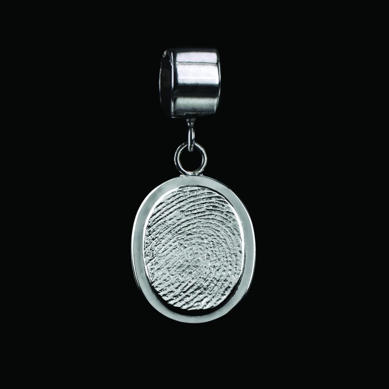 Breloque ovale empreinte digitale - argent sterling