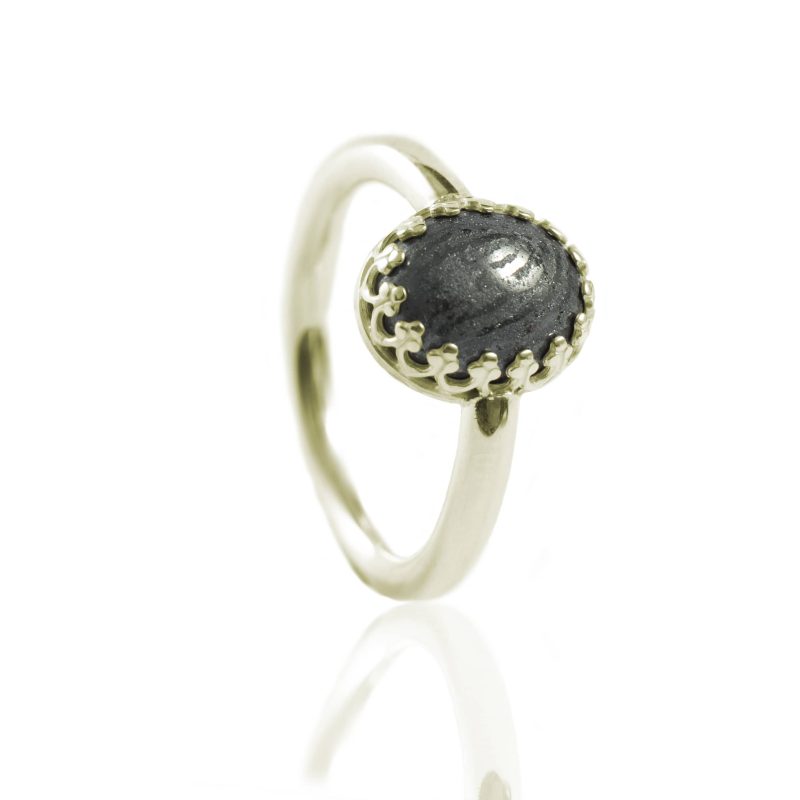 Bague - avec impression - en hématite ovale - or