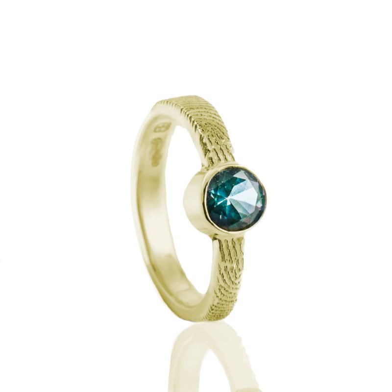 Bague avec empreinte digitale - et 6mm | Topaze arc-en-ciel | Or