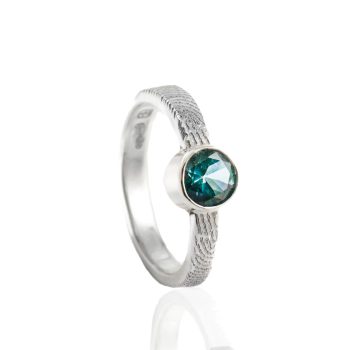 Bague avec empreinte digitale - et 6 mm | Topaze arc-en-ciel | Argent Sterling