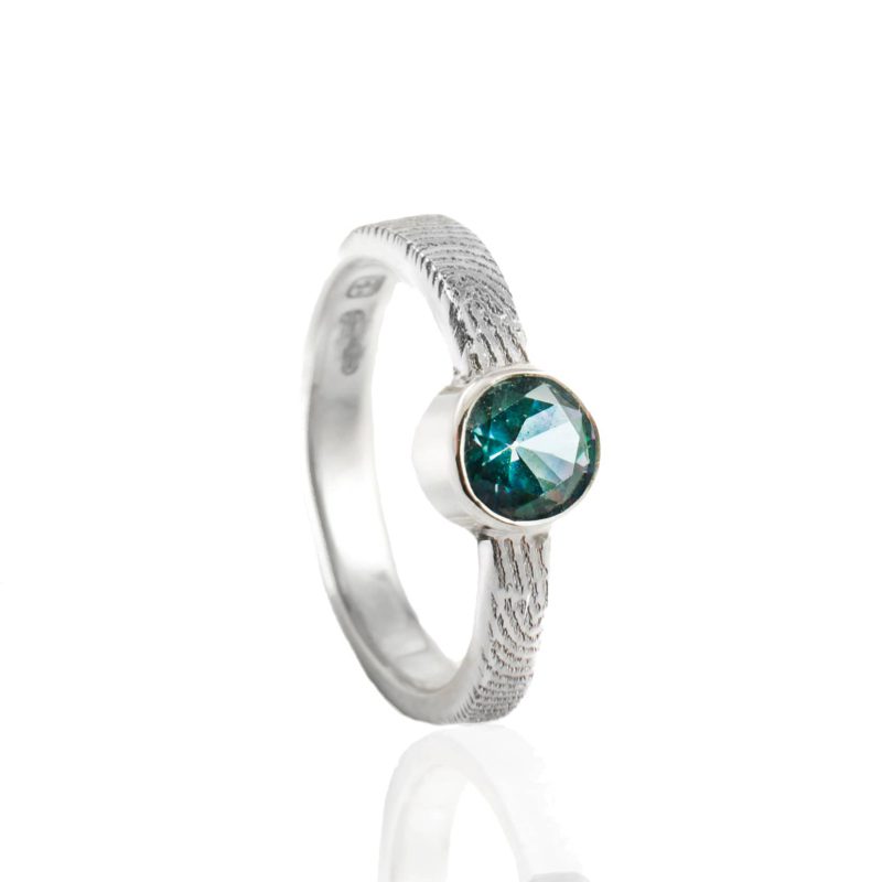 Bague avec empreinte digitale - et 6 mm | Topaze arc-en-ciel | Argent Sterling