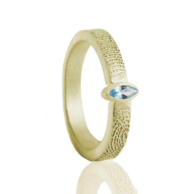 Bague avec empreinte digitale - et topaze taillée en marquis | Or