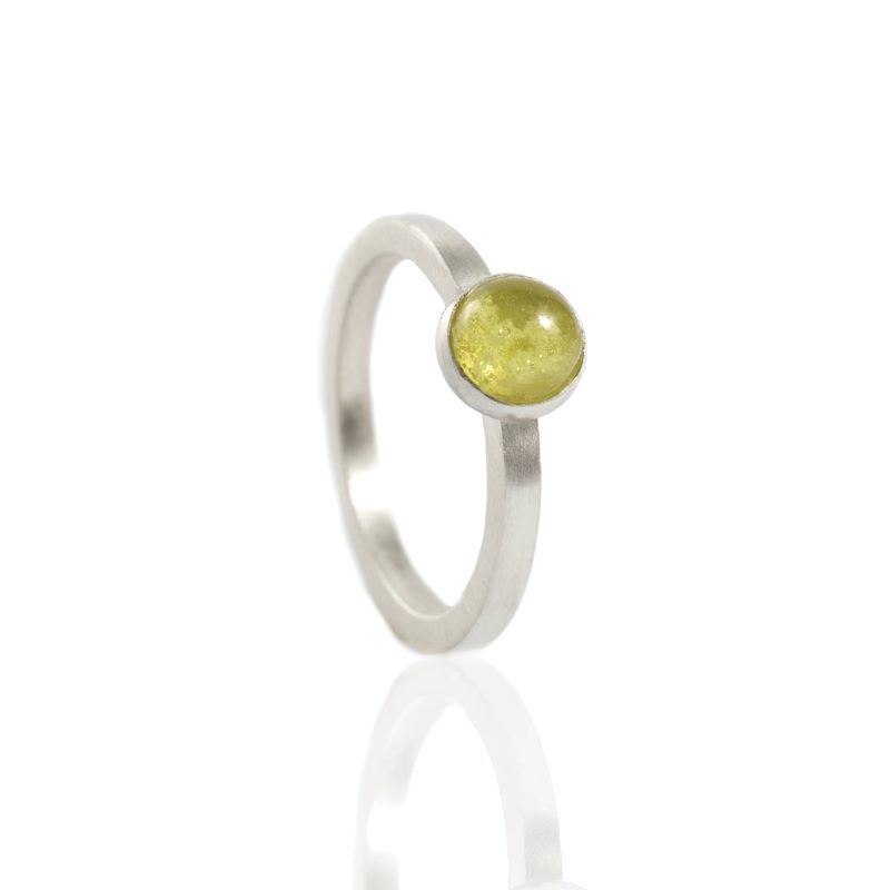 Bague Axis - avec cabochon en frêne de verre - argent sterling
