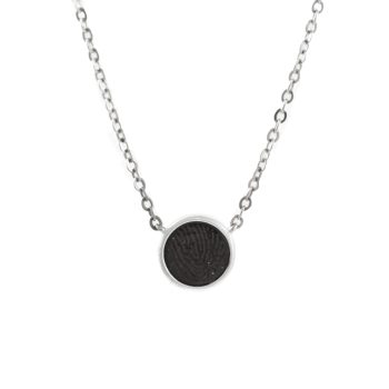 Pendentif rond - avec empreinte digitale | en onyx | avec chaîne | en argent sterling