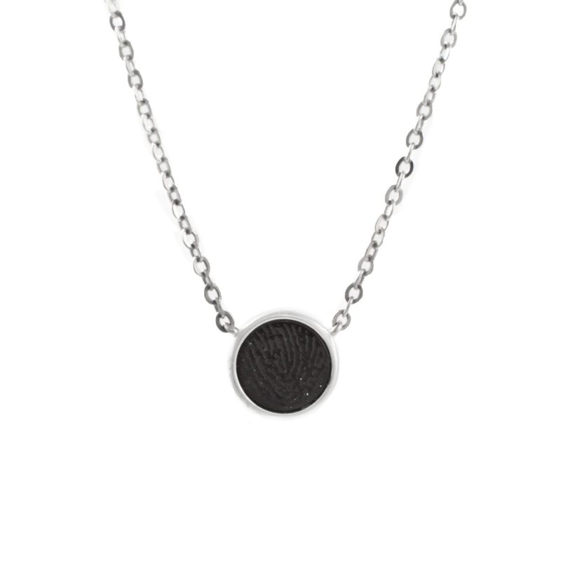 Pendentif rond - avec empreinte digitale | en onyx | avec chaîne | en argent sterling