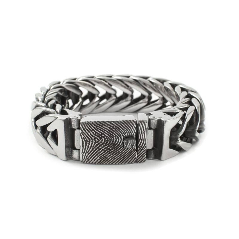 Bracelet d'empreintes digitales en acier inoxydable