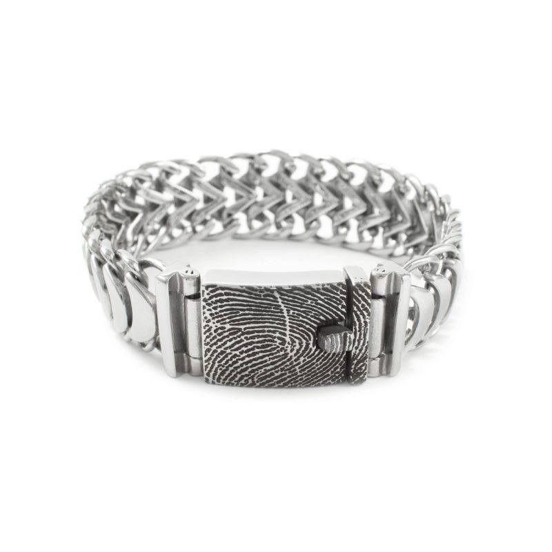 Bracelet large pour empreintes digitales en acier inoxydable