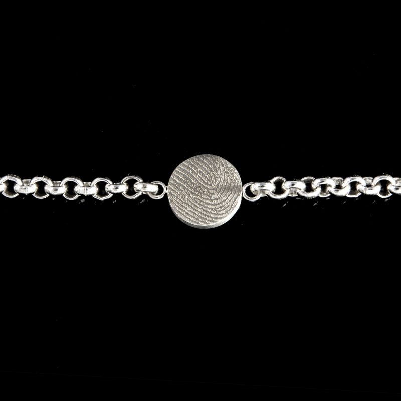 Bracelet d'empreintes digitales - rond en argent sterling