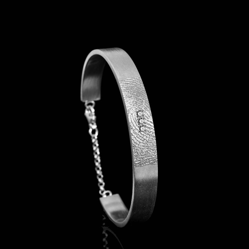 Bracelet d'empreintes digitales - Zirconia serti en pavé - Argent sterling