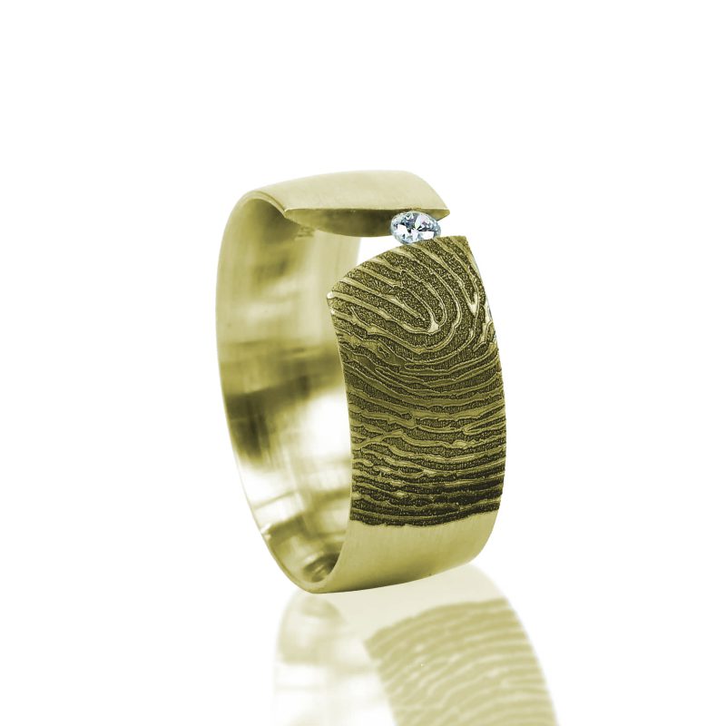 Bague empreinte digitale - avec Zirconia Or