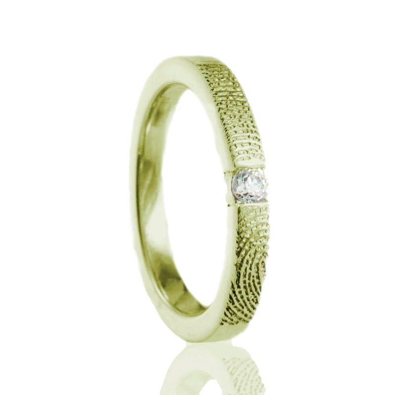 Bague empreinte digitale - avec 3mm | Zirconia | Gold