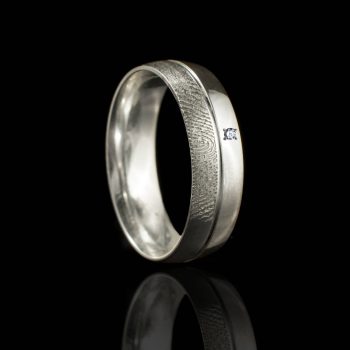 Bague empreinte digitale - avec rainure et pierres serties | Argent