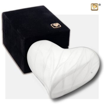 Mini urne - Coeur | 0,045 litre | Blanc nacré