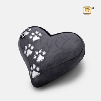 Urne funéraire - Coeur | 0,045 litre | Perle minuit Etain brossé | Petite