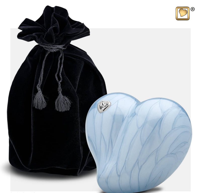 Petite urne coeur - Coeur Swarovski | 0.65 litres | Bleu perle