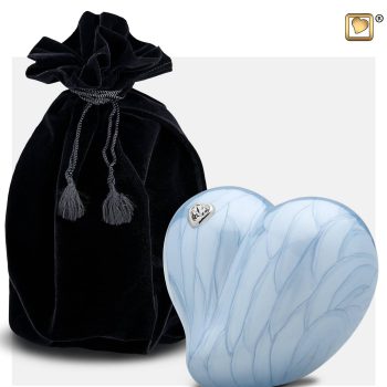 LoveHeart Child Urn Pearl Blue & Polished Silver tint with Swarovski P1002