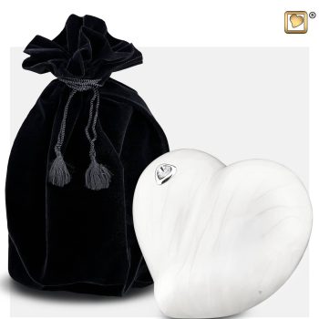 Petite urne coeur - Coeur Swarovski | 0,65 litre | Blanc nacré