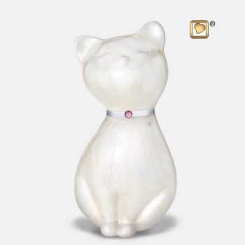 Urne kat - PrincessCat Swarovski | 0,70 litre Perle | blanc Etain brossé